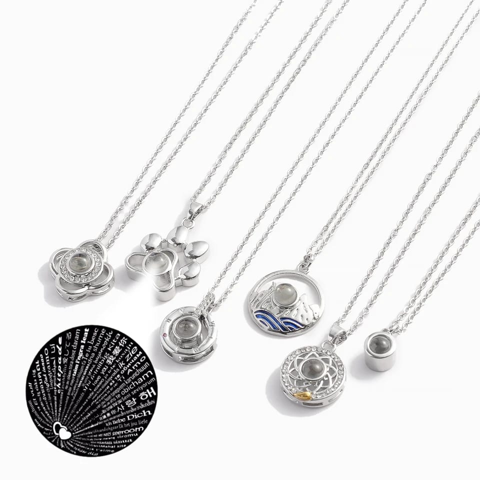 Wholesale Custom 100 Different Languages I Love You Pendant Projection Necklace Pendant Necklaces