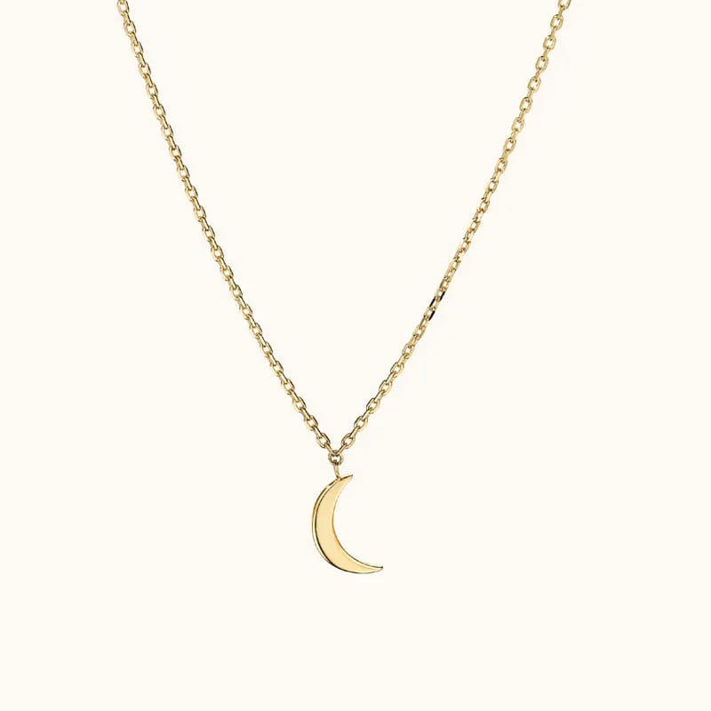 Fashion Women Jewelry 925 Sterling Silver Dainty Minimalist 18k Gold Mini Half Crescent Moon Necklace Pendant Necklaces