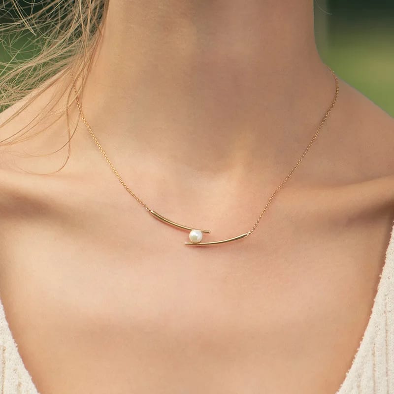 Fashion Personality 925 Sterling Silver Freshwater Pearl Women’s Anti Allergy Necklace Pearl Necklaces