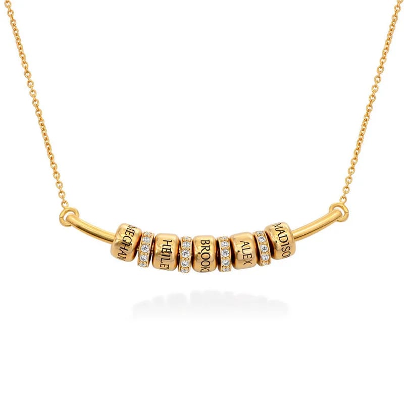 Custom Beaded Smile Necklace Personality Lettering Diy Family Mom Mother’s Day Stainless Steel Necklace Pendant Necklaces