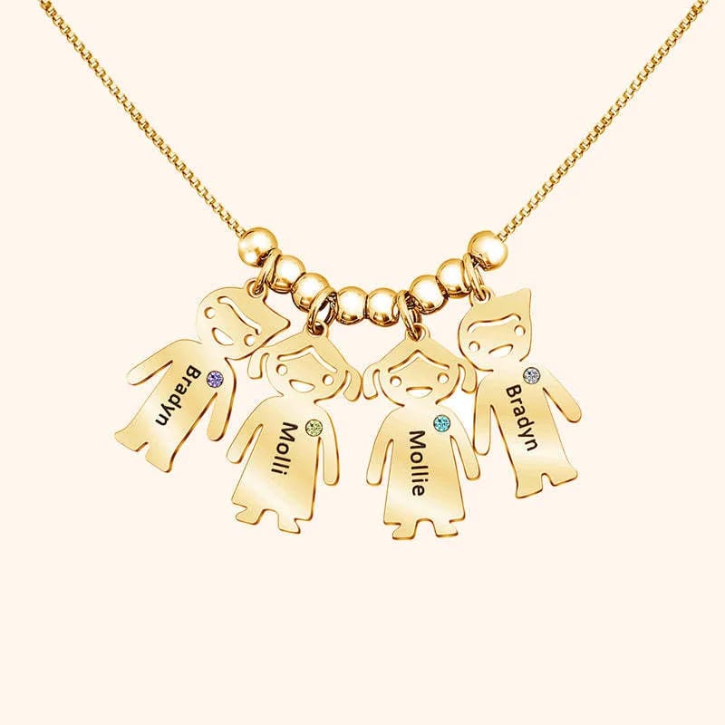 Stainless Steel Birthstone Pendant Necklace Custom Family Love Gift Jewelry Personalized Engraved Boy Girl Child Necklaces Pendant Necklaces