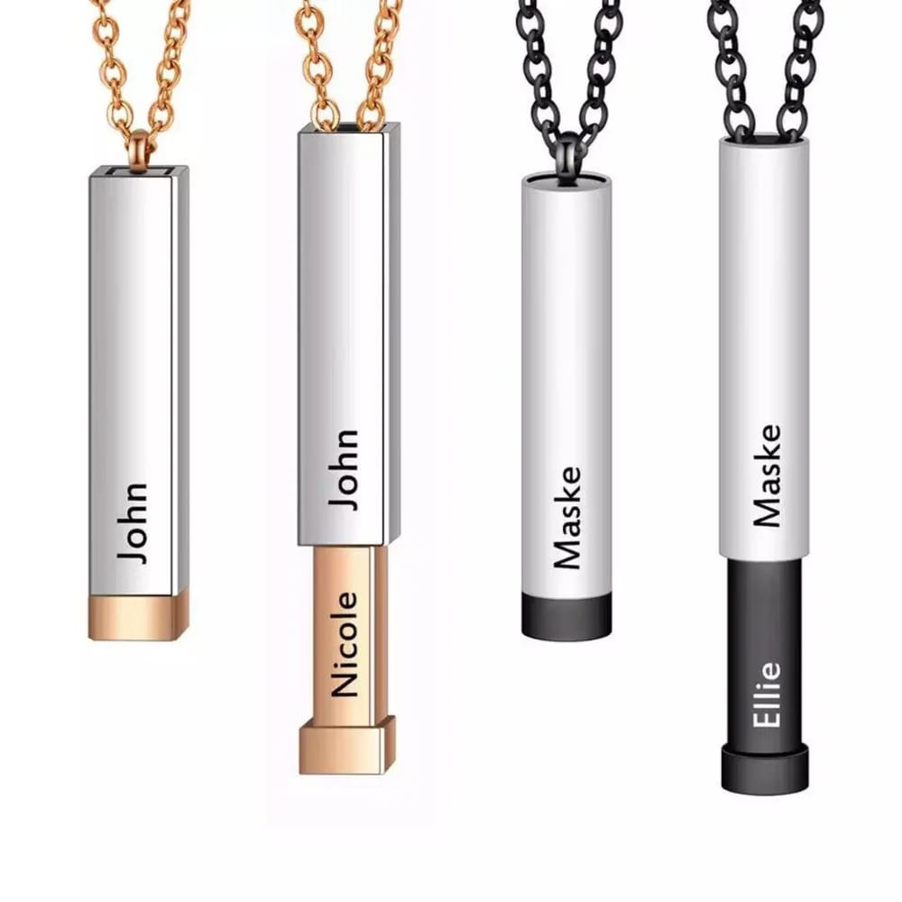 Retractable Stainless Personalized Bar Blank Necklace Custom Engraved Diy Hidden Message Bar Necklace Pendant Necklaces
