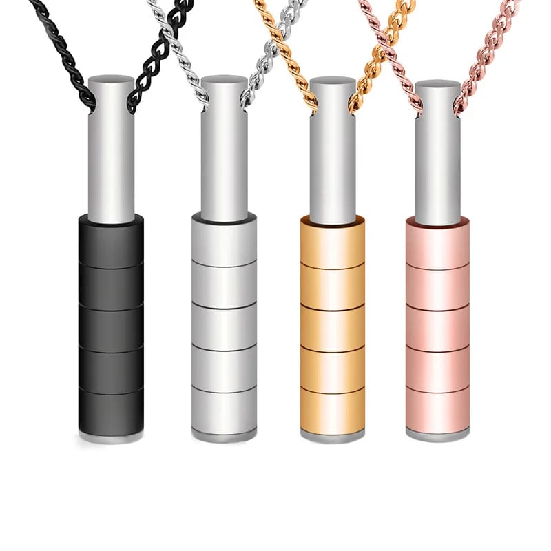 Custom Stainless Steel Vertical Bar Tube Necklace Personalized Engravable Circle Ring Pendant Family Name Beads Necklace Pendant Necklaces