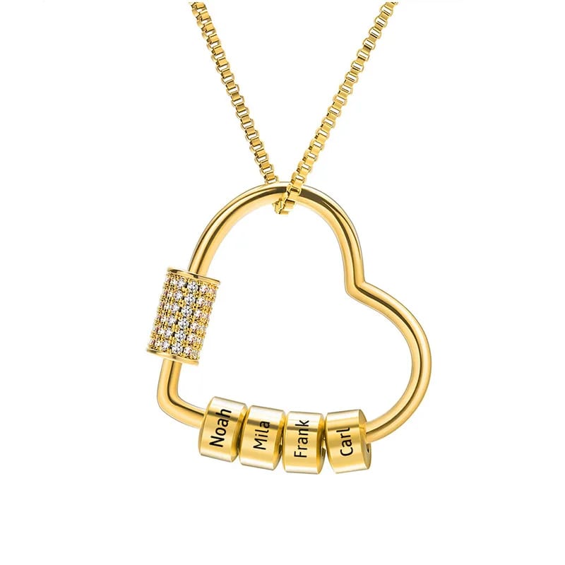 Personalized Family Heart Pendant Necklace Custom Engraved Family Necklace Heart Name Necklace Jewelry Gift For Mom Pendant Necklaces