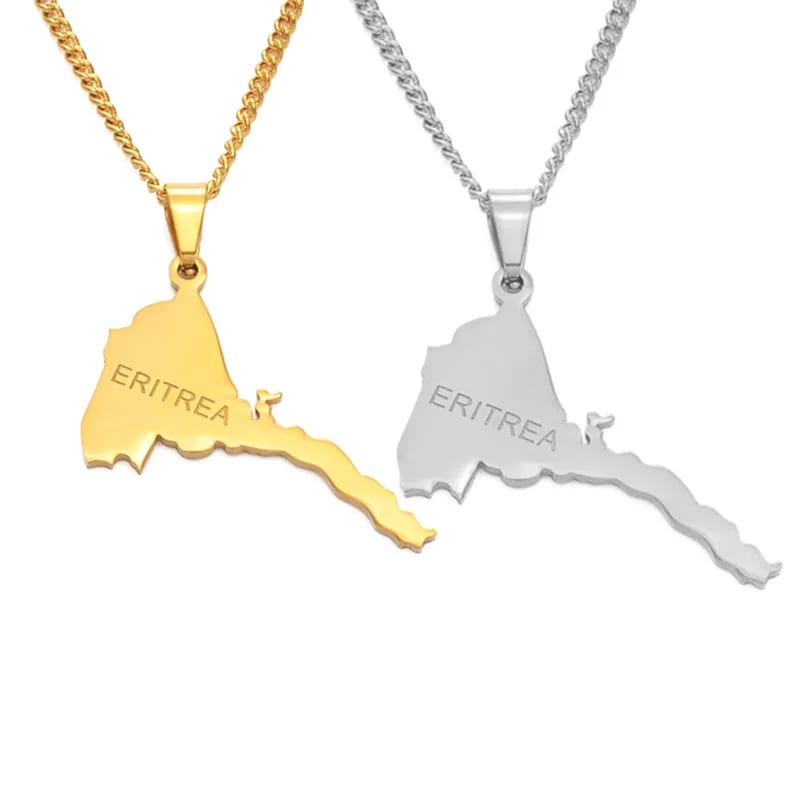 African Ethnic Flag Pendant Necklace Personalized Custom Engraved Logo Gold Stainless Steel Map Pendant Necklace Jewelry Map Necklace