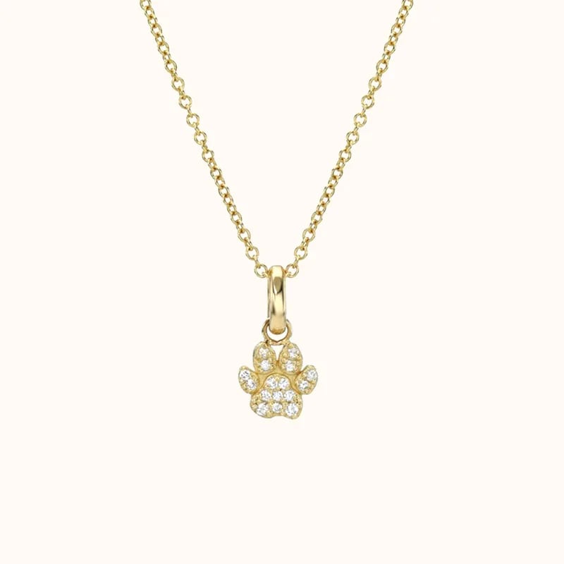 New Arrival Minimalist 925 Sterling Silver 14k Gold Zircon Cute Animal Cat Paw Print Pendant Necklace For Women Pendant Necklaces