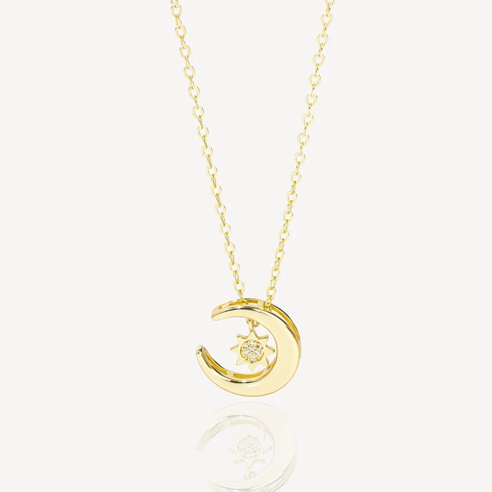 Personalized Diy Moon And Sun Charm Necklace Gold Plated Pendant Necklace Pendant Necklaces