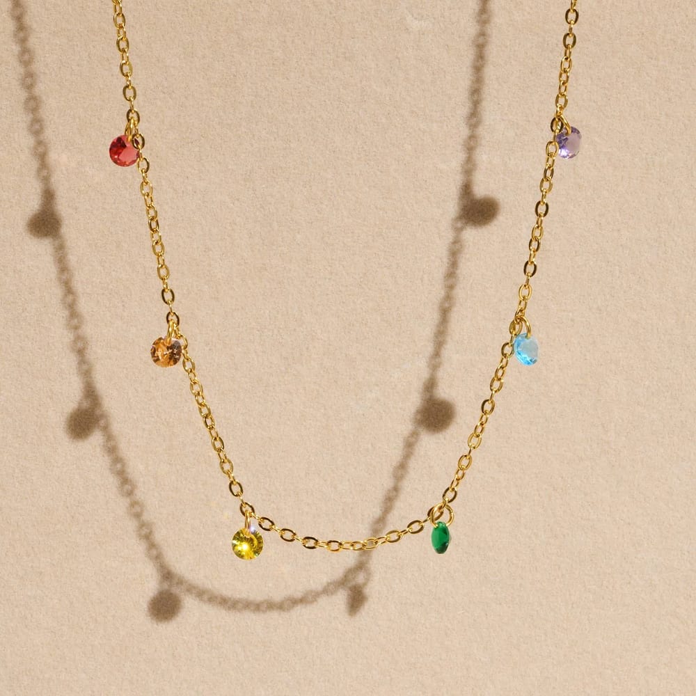 Fashion Colorful Zircon Choker Gold Plated Stainless Steel Women’s Necklace Jewelry Chokers and Collars