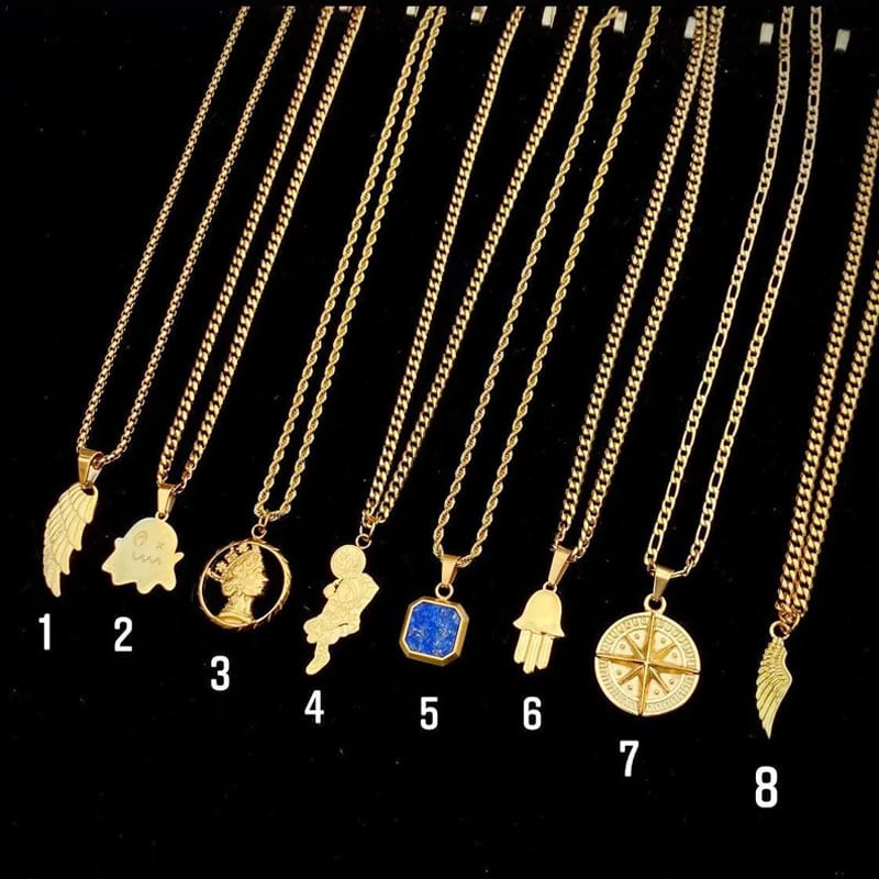 Wholesale Custom Engraved 18k Gold Pendant Men Necklace Stainless Steel Gold Compass Wing Pendant Necklace For Women / Man Pendant Necklaces