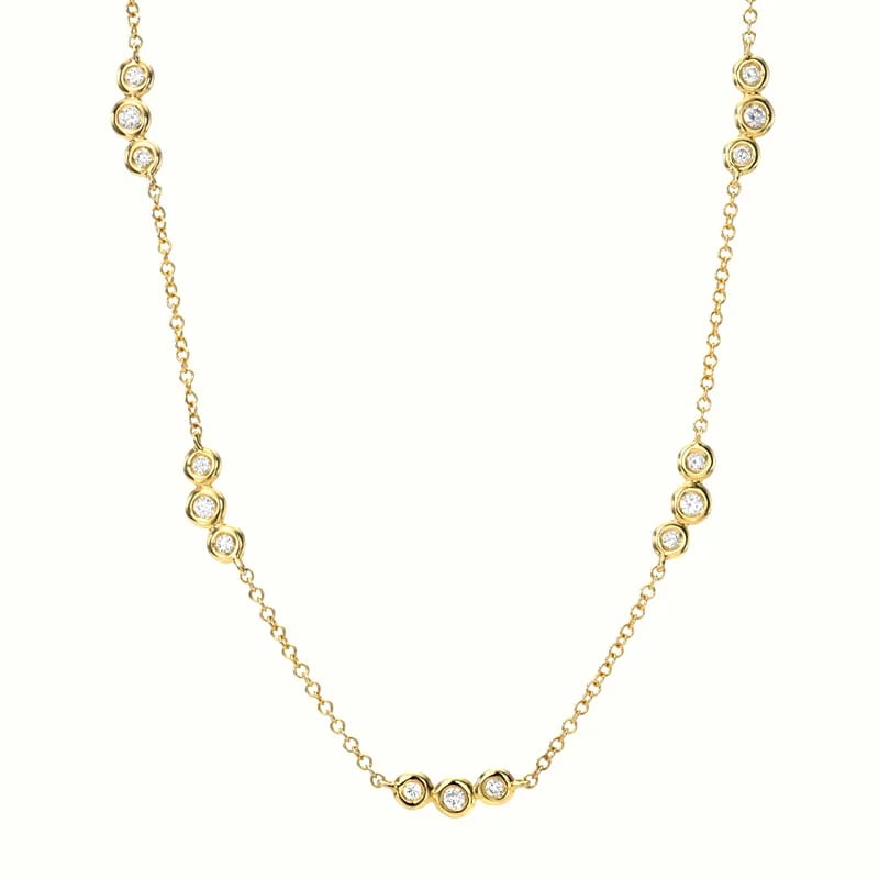 Minimalist Dainty Women Jewelry 18k Gold Plated 925 Silver Bezel Cubic Zircon Trio Segment Necklace Pendant Necklaces