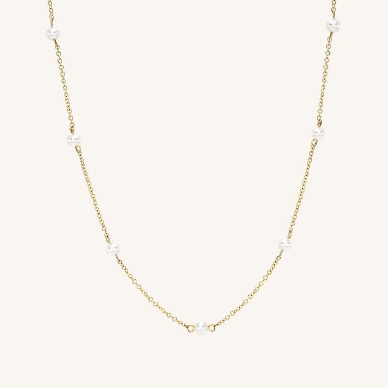 Dainty Fashion 925 Sterling Silver Natural Freshwater Pearls Station Necklace For Women Jewelry Pearl Necklaces