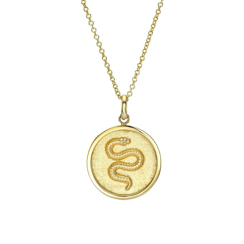 Fashion Fine Jewelry 925 Sterling Silver 18k Gold Diamond Snake Medallion Pendant Necklace Pendant Necklaces