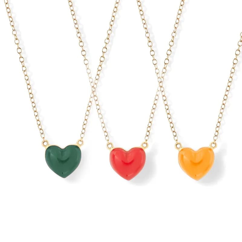 Dainty Simple 925 Sterling Silver 18k Gold Plated Pink Love Heart Pendant Necklace Colorful Enamel Fashion Necklaces For Women Pendant Necklaces