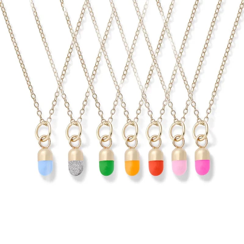 New Design 18k Gold Plated 925 Sterling Silver Enamel Chill Pill Capsule Charms Pendant Necklace For Women Jewelry Pendant Necklaces