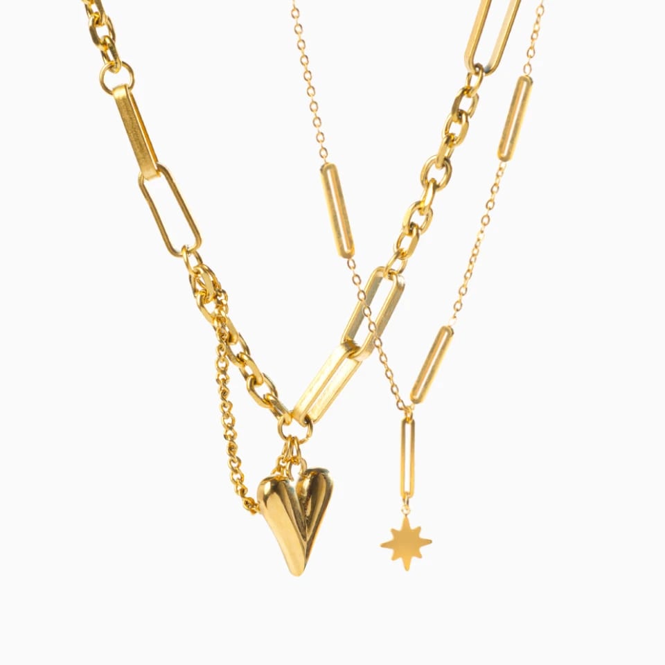 Unique Design Women’s Gold Plated Stainless Steel Pendant Necklace Heart Shaped Charm Necklace Pendant Necklaces