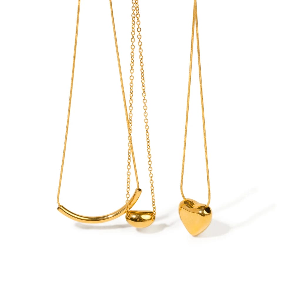 Fashion Snake Chain High Polishing Classic Heart Shape 18k Gold Plated Stainless Steel Necklaces Pendant Necklaces
