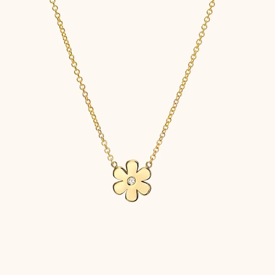 Minimalist 925 Sterling Silver Necklace Womens Dainty 18k Gold Diamond Flower Necklace Pendant Necklaces