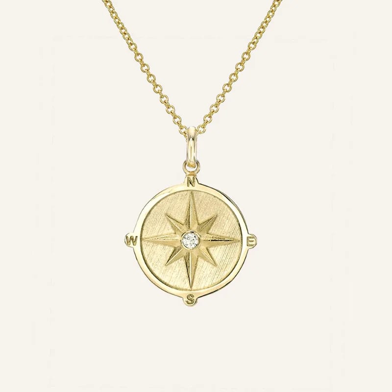 Fashion Fine Jewelry Classic 925 Silver 18k Gold Diamond Compass Medallion Necklace Pendant Necklaces