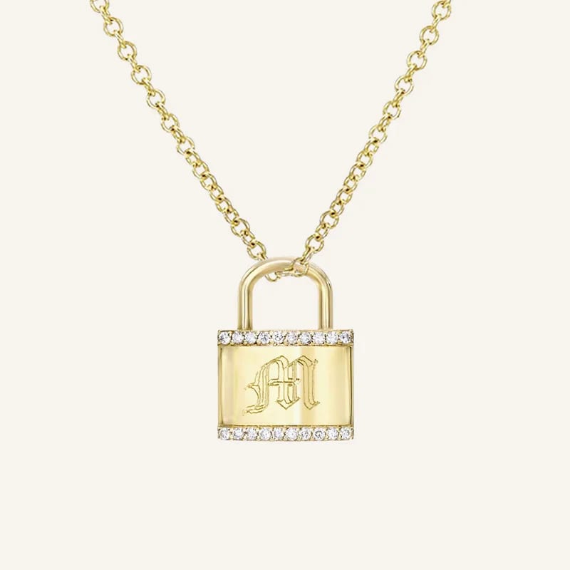 Fashion Dainty 925 Silver 18k Gold Cz Diamond Llock Pendant Necklace For Women Pendant Necklaces