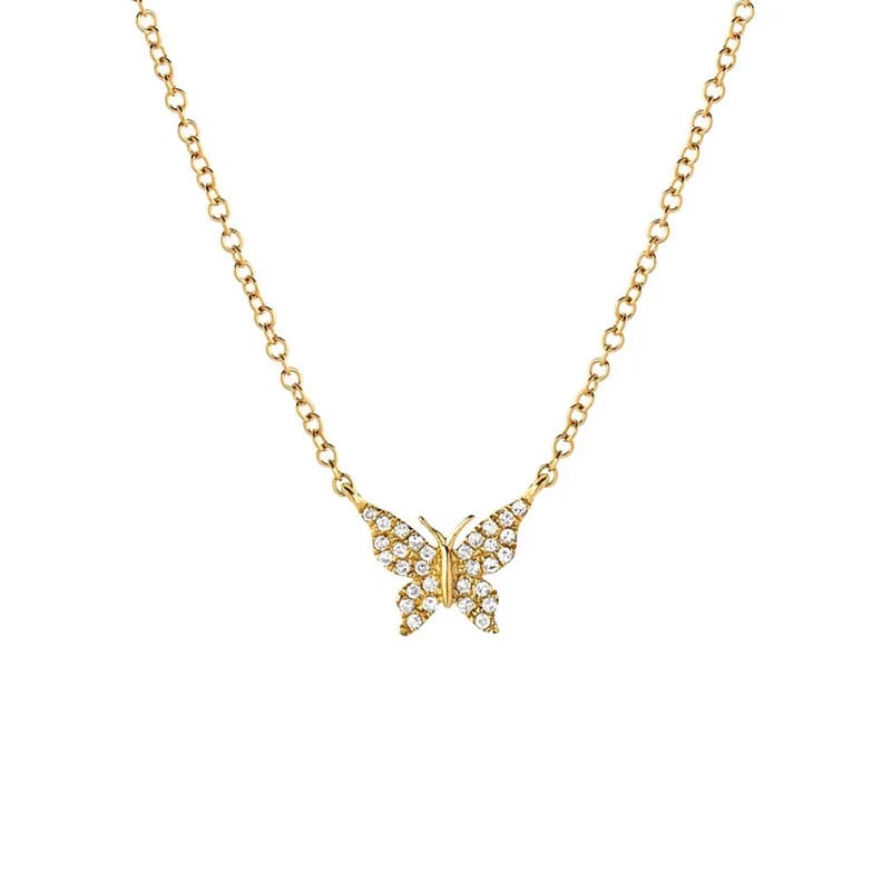 Trendy Jewelry 925 Sterling Silver Paved Zircon Pendant Charm Butterfly Necklace Pendant Necklaces