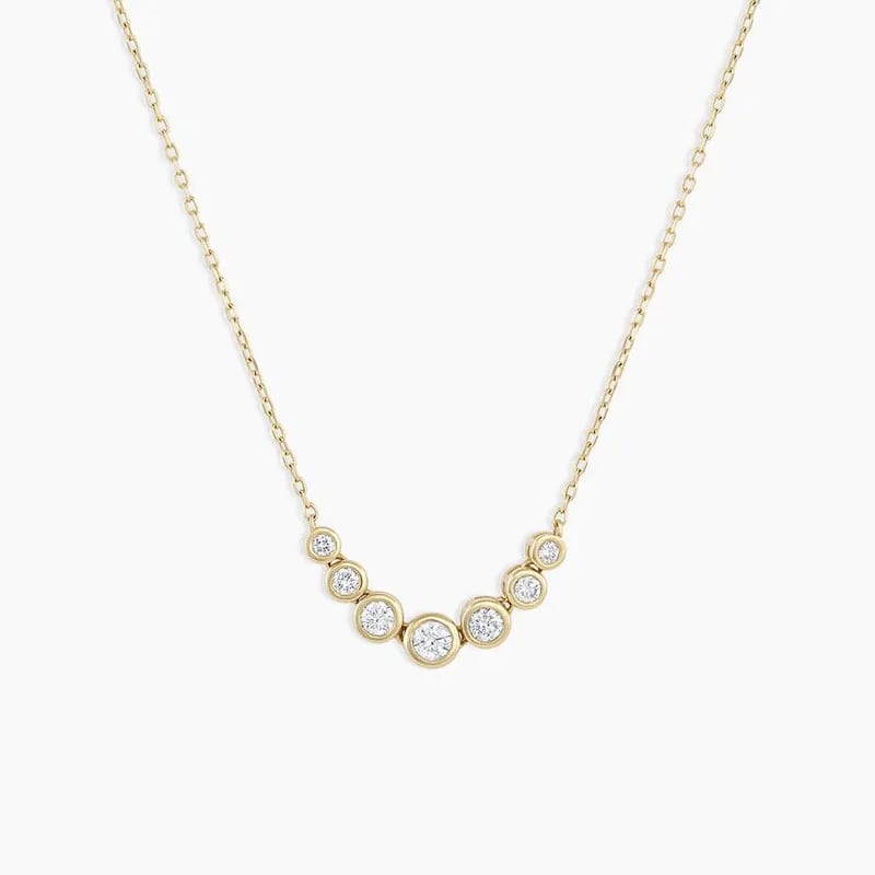 Dainty Jewelry 925 Sterling Silver 18k Gold Plated Classic Bezel Cubic Zirconia Mini Row Necklace Pendant Necklaces
