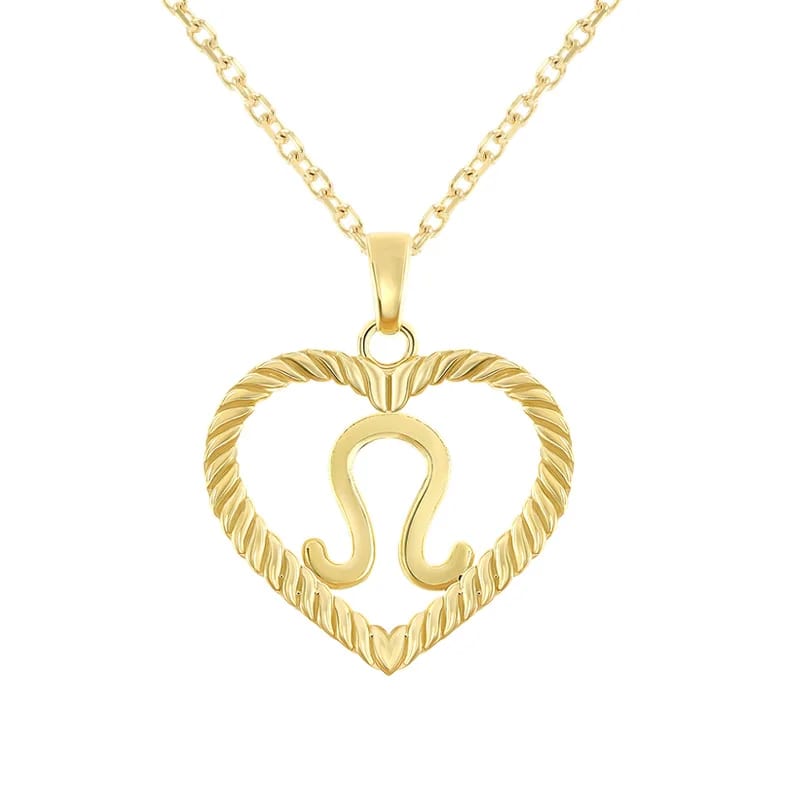 Wholesale Custom 12 Zodiac Sign Necklace Heart Horoscope Astrology Zodiac Pendant Necklaces Women Pendant Necklaces