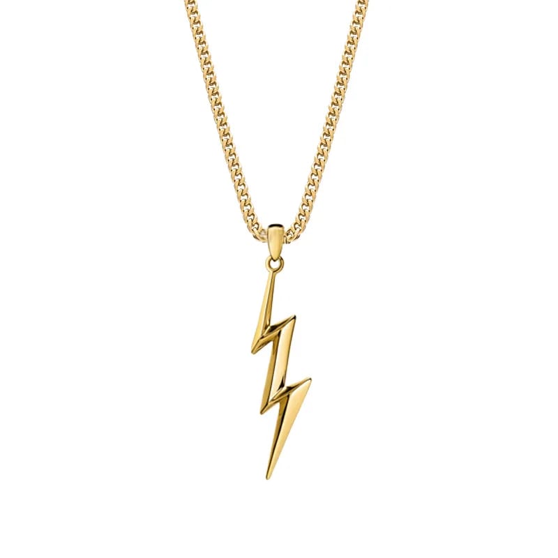 Oem Custom Stainless Steel Thunderbolt Necklace Waterproof Mens Lightning Bolt Necklace Jewelry Pendant Necklaces
