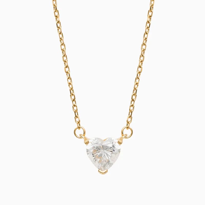 New Design 18k Gold Plated Stainless Steel Jewelry Heart Shape Single Shiny Diamond Cubic Zircon Love Heart Pendant Necklace Pendant Necklaces