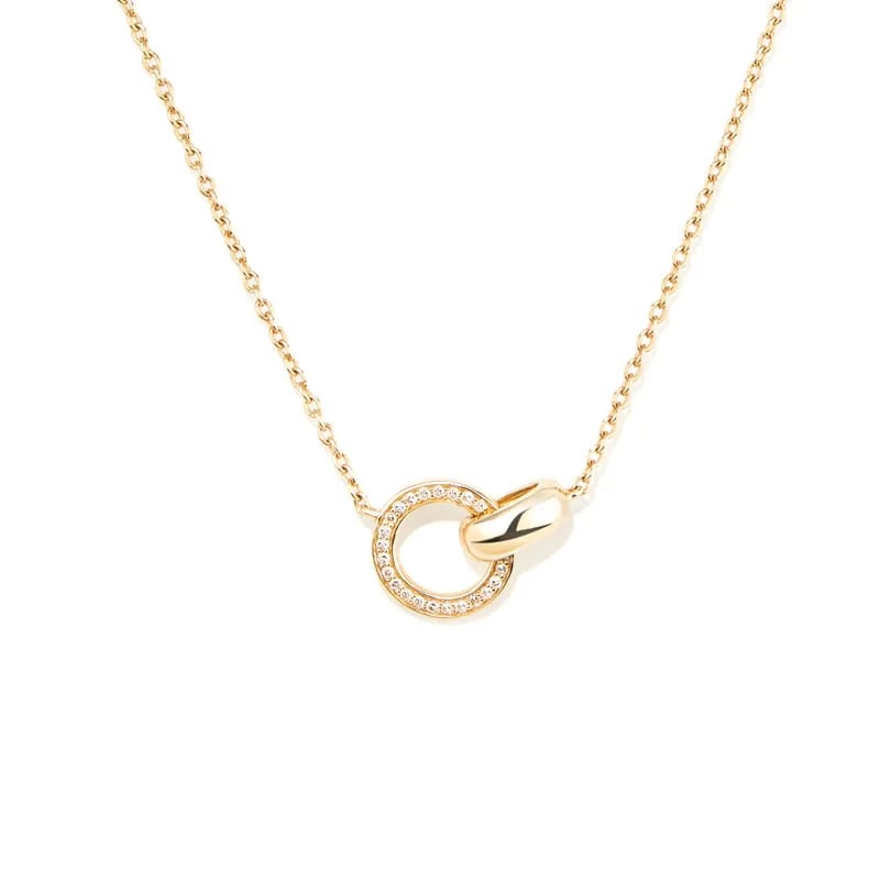 Wholesale High Quality 18k Gold Plated 925 Sterling Silver Minimalist Woman Interlocking Diamond Linked Necklace Pendant Necklaces