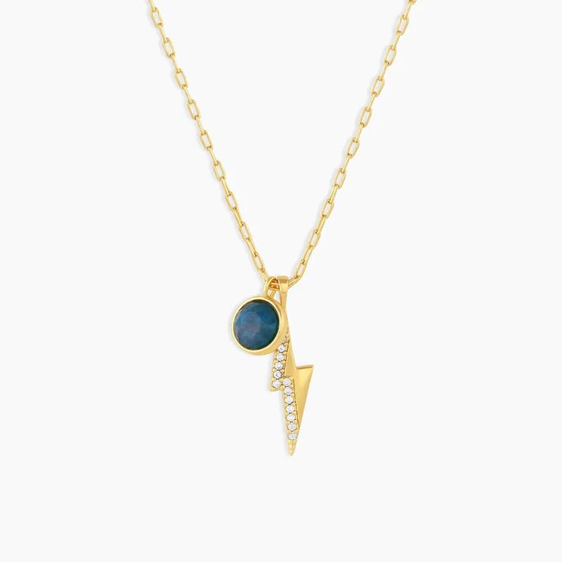 Fashion Dainty 925 Sterling Silver Jewelry Custom Power Natural Gemstone Lightning Bolt Necklace For Women Pendant Necklaces