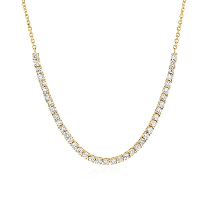 Classic Fashion 925 Sterling Silver 18k Gold Plated Zircon Diamond Tennis Chain Necklace Chokers and Collars