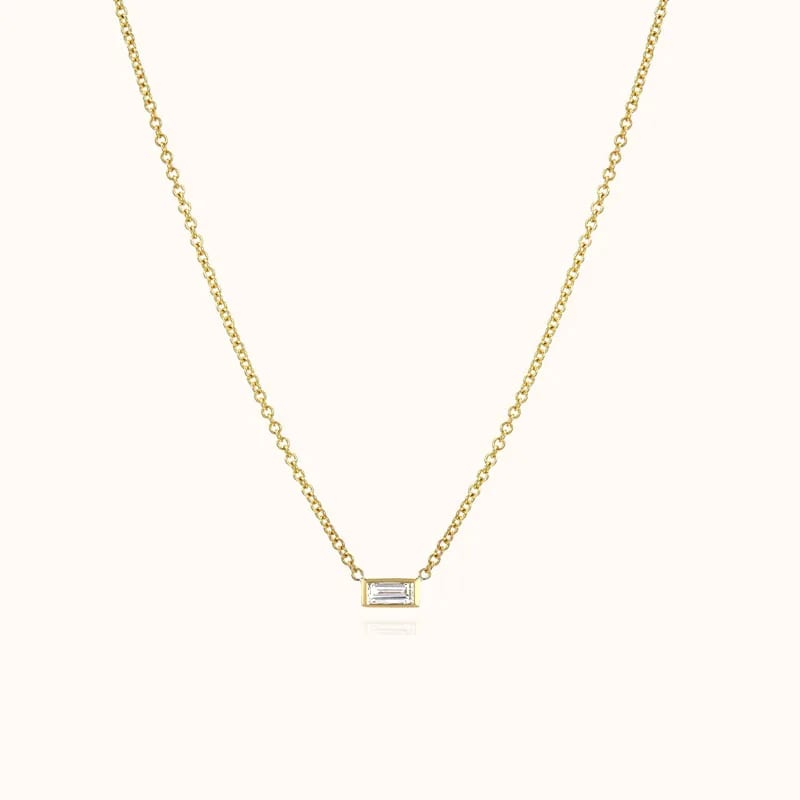 Wholesale High Quality 18k Gold Plated 925 Sterling Silver Zircon Diamond Baguette Necklace For Women Jewelry Pendant Necklaces