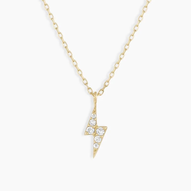 Wholesale 18k Gold Plated 925 Sterling Silver Necklace Mini Lightning Bolt Pendant Necklace For Women Pendant Necklaces