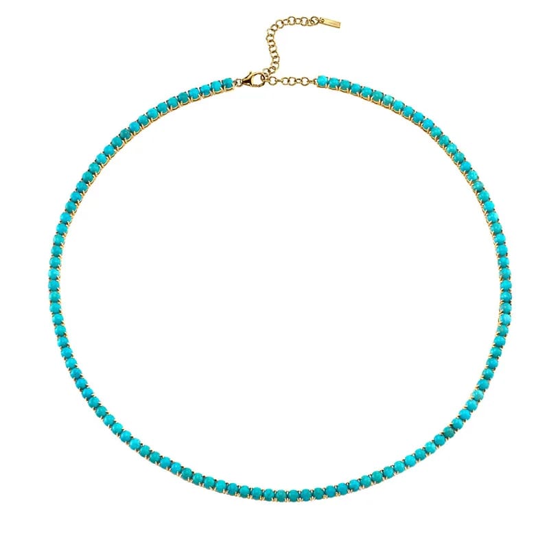 Fashion Brass 18k Gold Plated Tennis Turquoise Stones Perfect Tennis Necklace Chokers and Collars