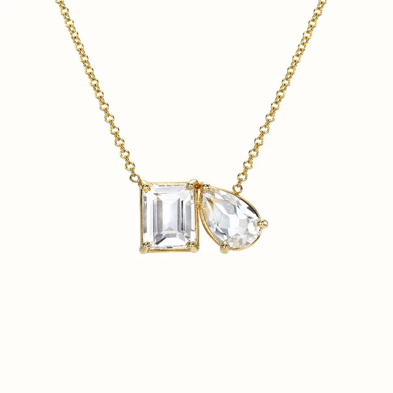 Fashion Delicate 18k Gold 925 Sterling Silver Heart Rectangle Cubic Zircon Necklace Cz Diamond Necklace For Women Pendant Necklaces