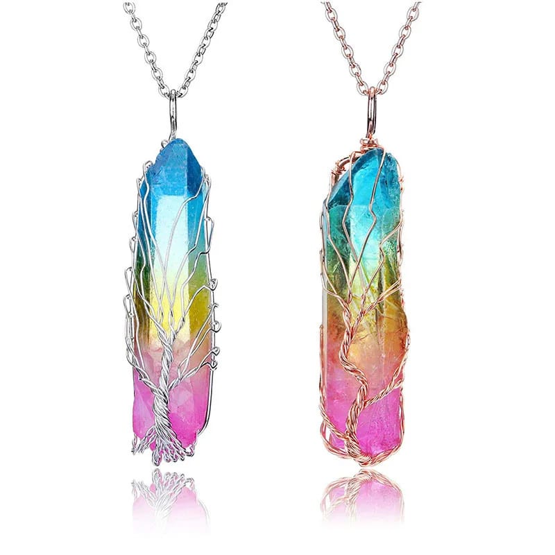 Wholesale Fashion Jewelry Tree Of Life Necklace Stone Crystal Necklace For Women Pendant Necklaces