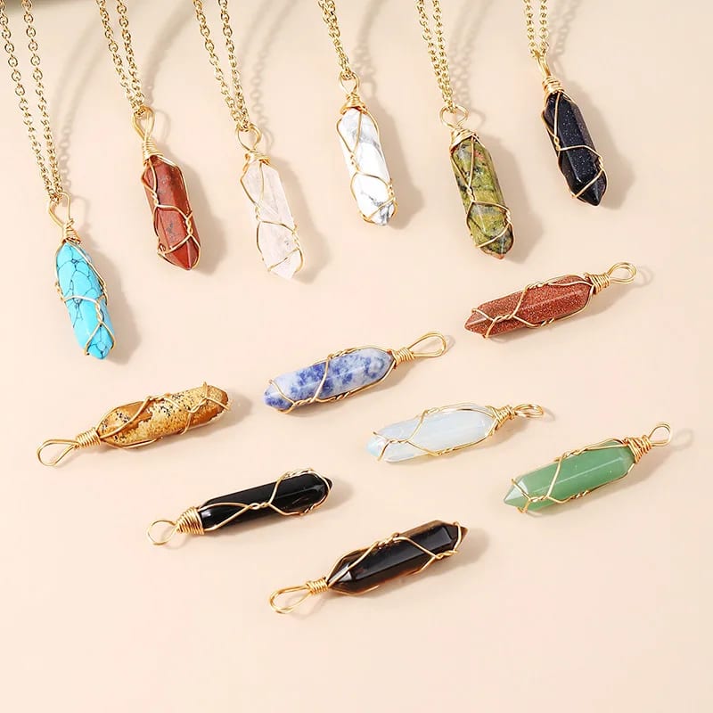 Wholesale Natural Crystal Healing Stone Amethyst Hexagonal Column Quartz Necklace Pendant Diy Handmade Jewelry Crystal Necklace Pendant Necklaces
