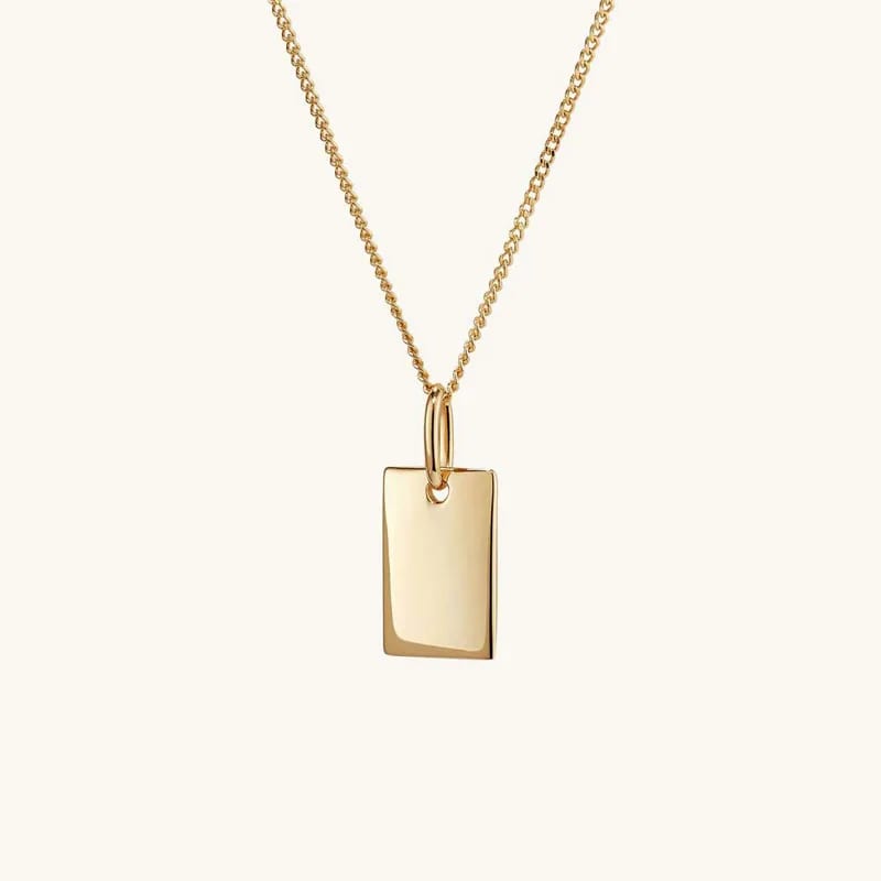 Fashion 925 Sterling Silver Jewelry Custom Logo Blank Pendant Necklaces Engravable Rectangular Necklace Pendant Necklaces