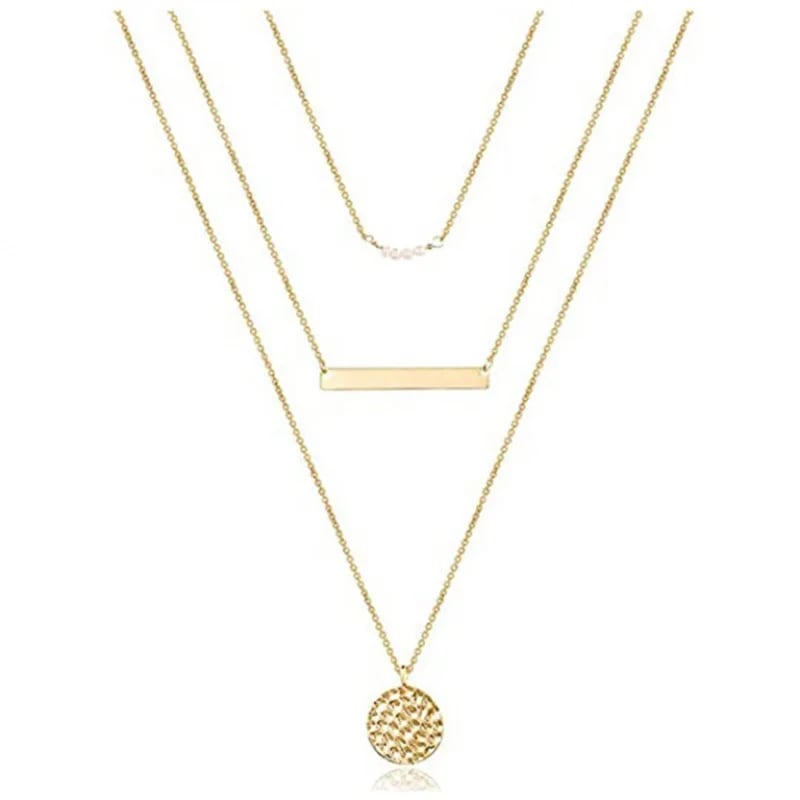 Hot Seller 3 Layers Necklace Women’s 18k Gold Plated Brass Layer Pearl Pendant Necklaces Jewelry Gift For Best Friend Pendant Necklaces