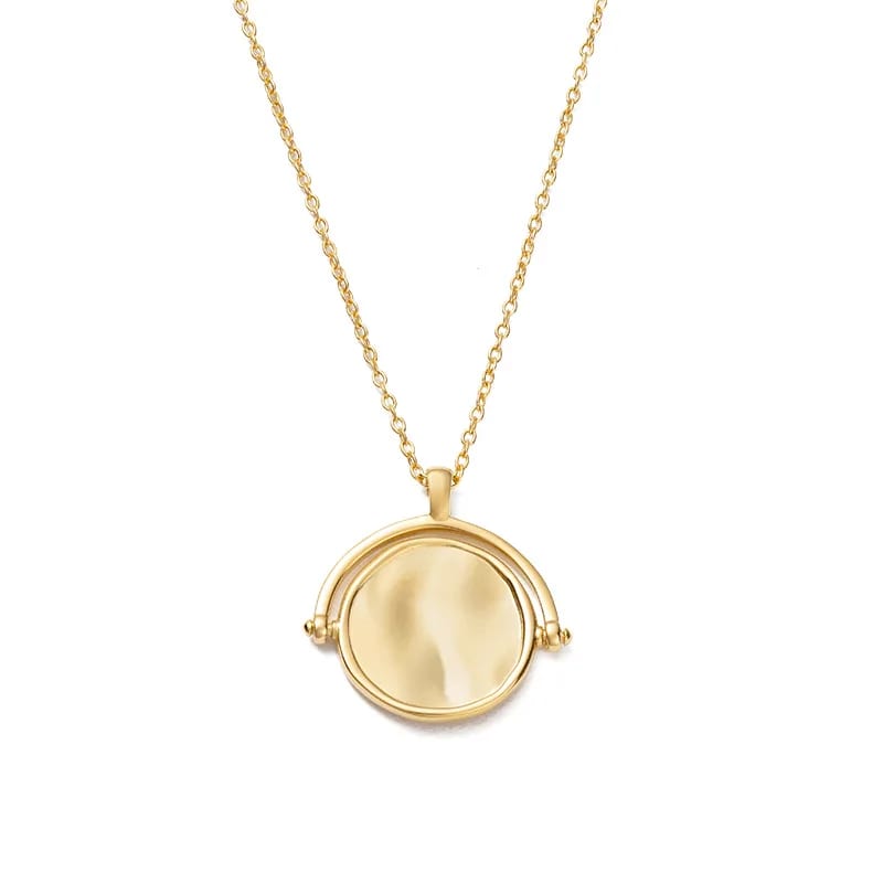 18k Gold Plated Engraved Spinning Disc Coin Round Necklace 925 Sterling Silver Spinner Anxiety Pendant Necklace Pendant Necklaces