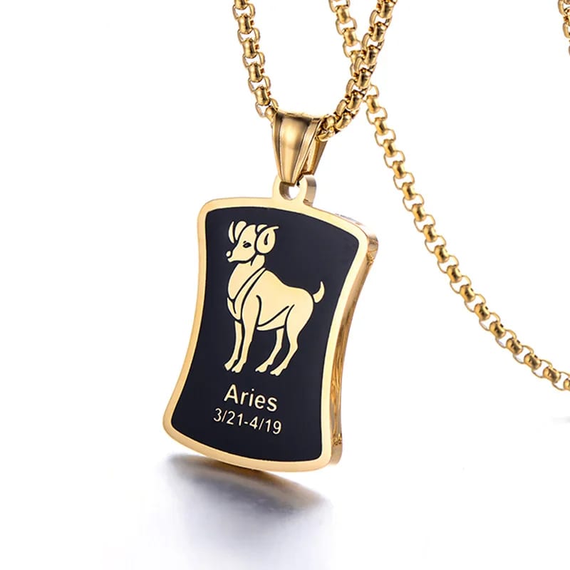 High Quality Fashion Punk Gold Plated Pendant Stainless Steel Twelve Star Astrology Necklace 12 Zodiac Sign Pendant Necklace Pendant Necklaces