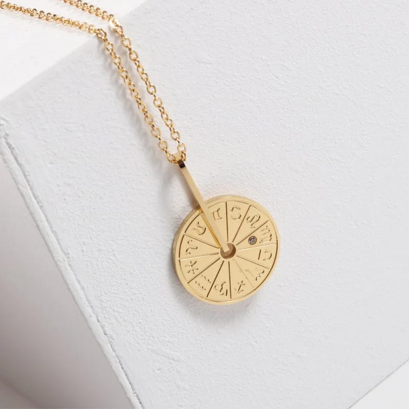 New Stainless Steel 12 Zodiac Sign Necklace 18k Gold Plated Zodiac Coin Necklace New Design Rotatable Zodiac Sign Necklace Pendant Necklaces