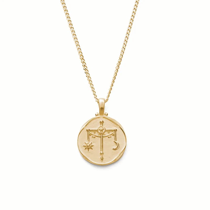 High Quality Jewelry 925 Sterling Silver 18k Gold Plated Libra Zodiac Coin Pendant Astrology Necklace Pendant Necklaces