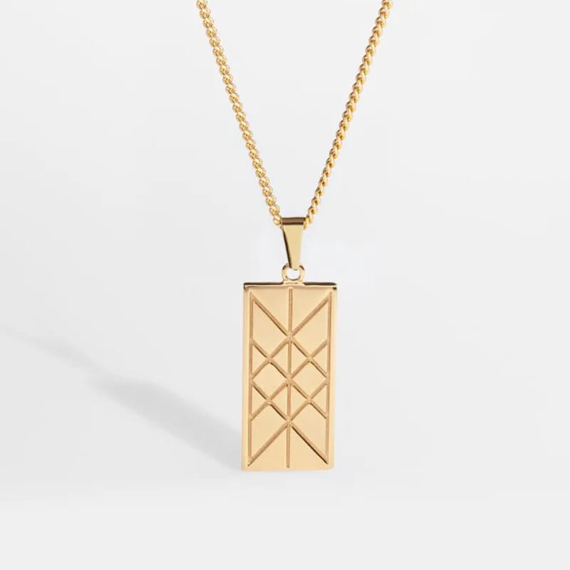 Wholesale High Quality Custom 18k Gold Plated Stainless Steel Jewelry Men Geometric Square Pendant Necklace Pendant Necklaces