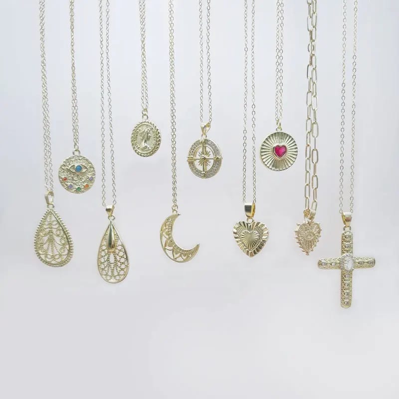 High Quality New Design 18k Gold Plated Cross Heart Shape Pendant Necklace Women Fashion Jewelry Necklaces Pendant Necklaces