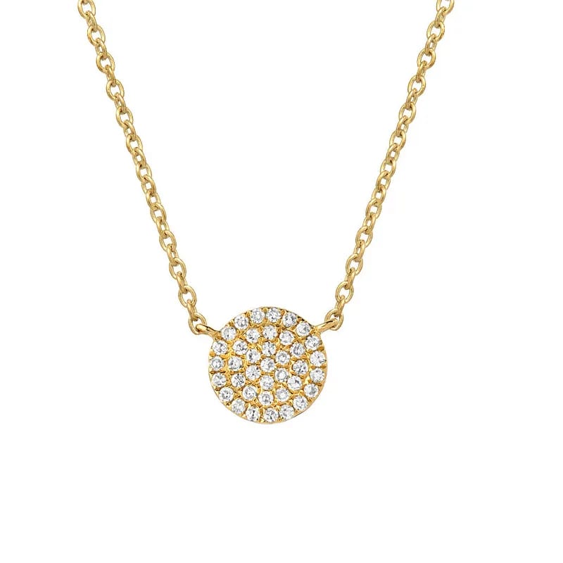 Fashion Women Jewelry 18k Gold Plated 925 Sterling Silver Diamond Disc Pendant Necklace Pendant Necklaces