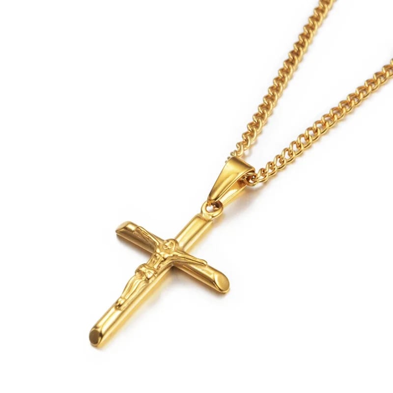 Christian Pendant Necklace Men Fashion Jewelry Crucifix Jesus Cross Pendant Long Chain Necklaces Jewelry Cross Necklace