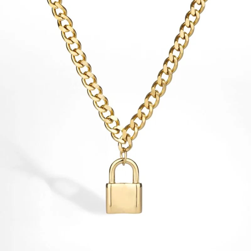 Wholesale Fashion Stainless Steel Pvd Plated Padlock Pendent Necklace Custom Small Lock Charm Necklace Pendant Necklaces