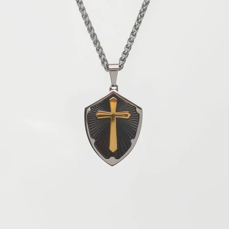Stainless Steel Three Plating Color Diamond Shape Jesus Cross Men Pendent Necklace Jewelry Cross Necklace