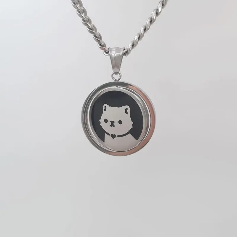 Stainless Steel High Polishing Rotatable Custom Engraving Spin Cat Pendant Necklace Jewelry Pendant Necklaces